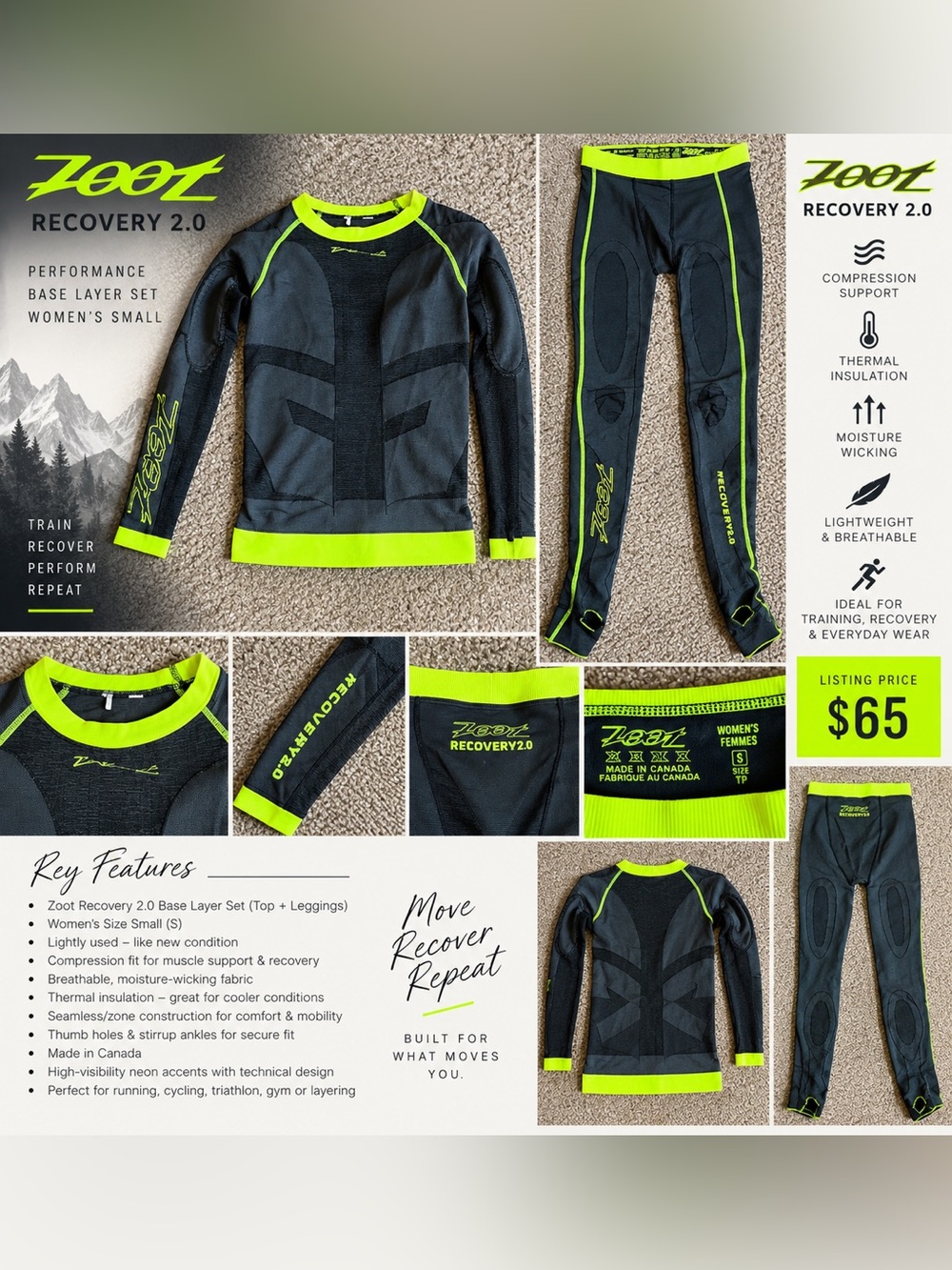 Zoot Men’s Swim Rash Guard Set - Black with Neon Yellow Trim